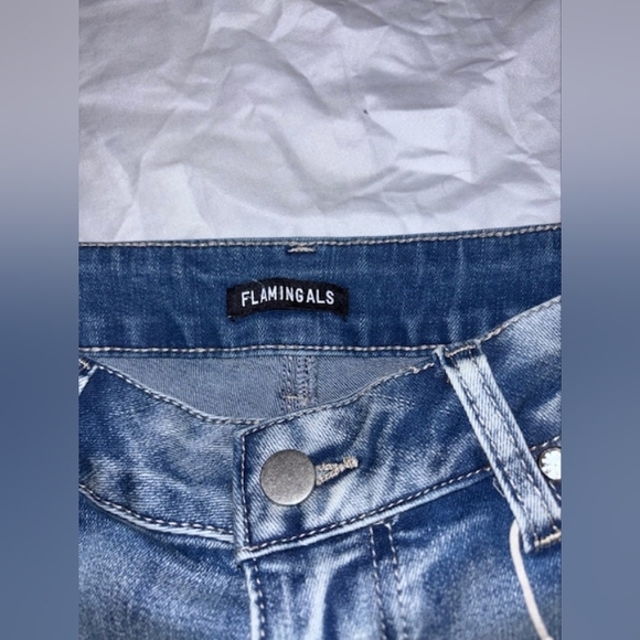 Women’s Light Blue Embroidered Boyfriend Jeans - Floral Detail - Picture 5 of 5